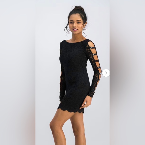 Jump Apparel black lace Pearl sleeve dress - Picture 3 of 8